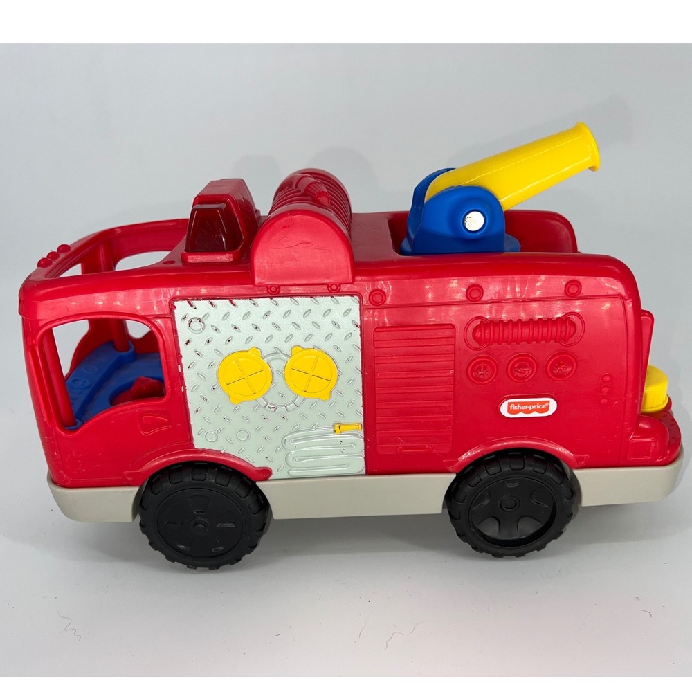 Fisher-Price Little People Lift n Lower Fire Truck Red Toy Vehicle